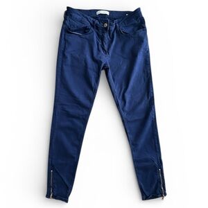 Sandro Deep Blue Skinny lightweight Jeans zip hem Sz 40/US Sz 8